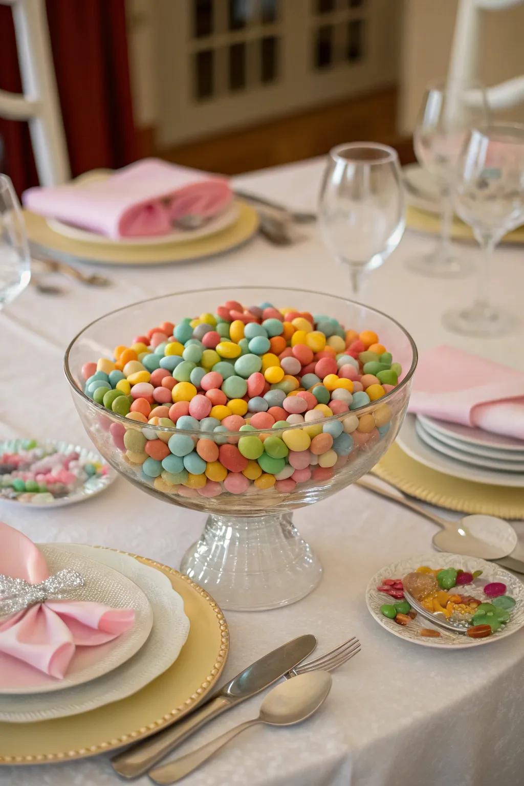 A stunning candy centerpiece for the dining table.