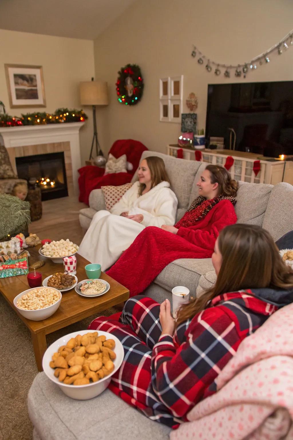 Relax in comfort with a Christmas Pajama Party.