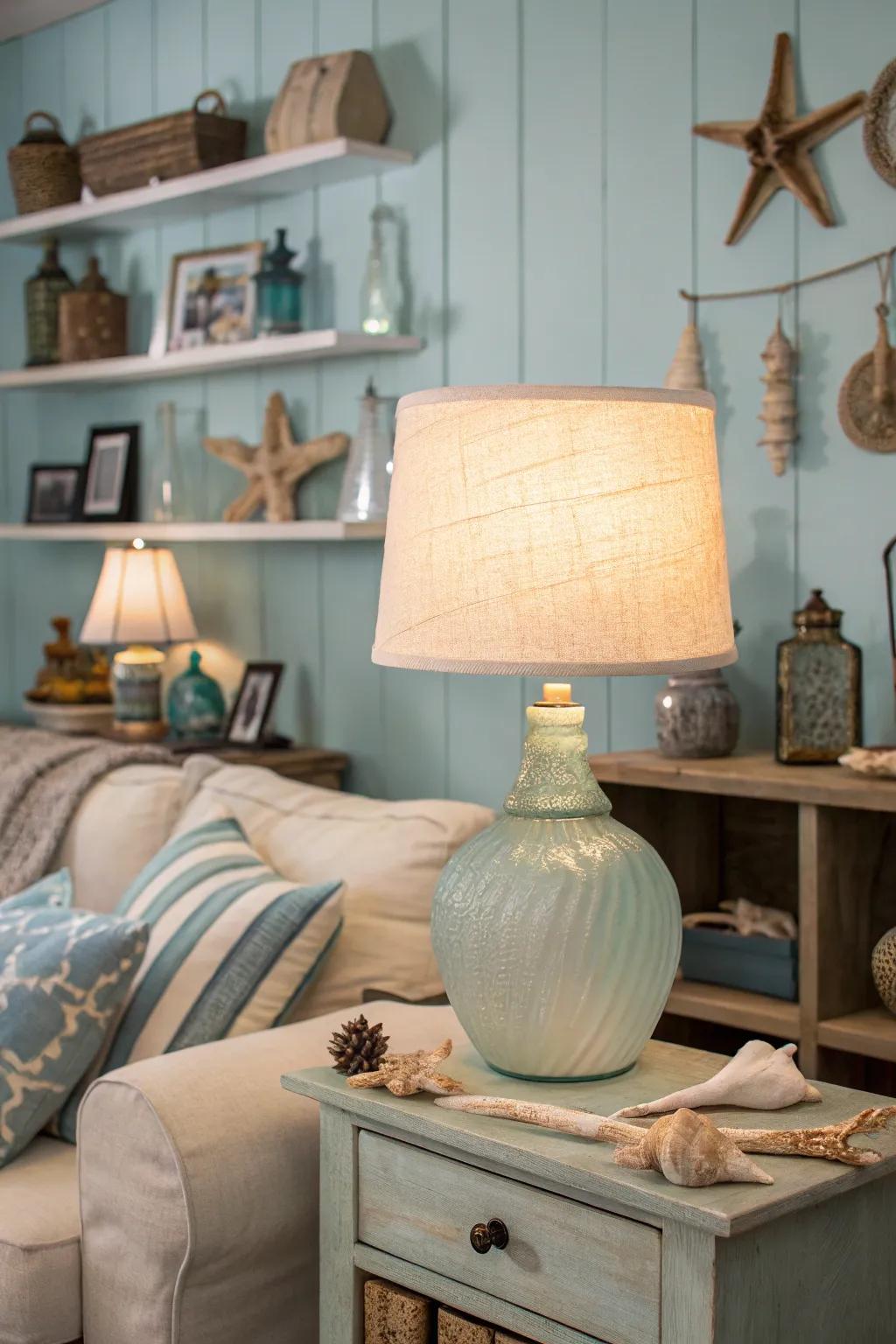 Seaglass-effect lighting adds color and nostalgia to your decor.