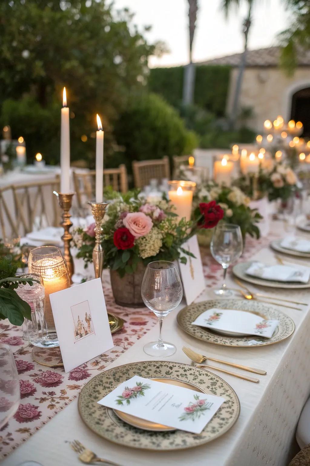 Festive table settings perfectly balancing both themes.