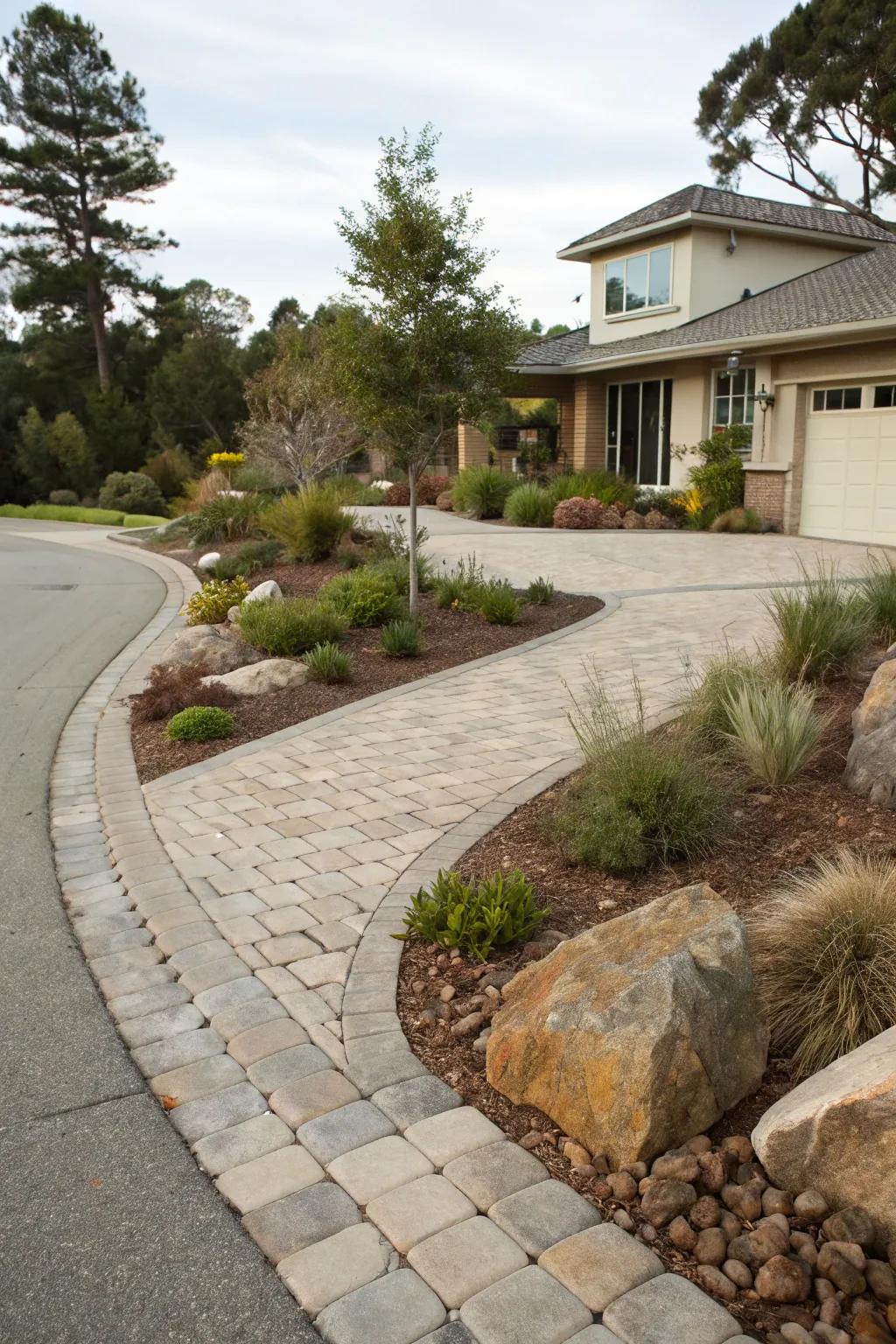 Eco-friendly materials creating a sustainable driveway.