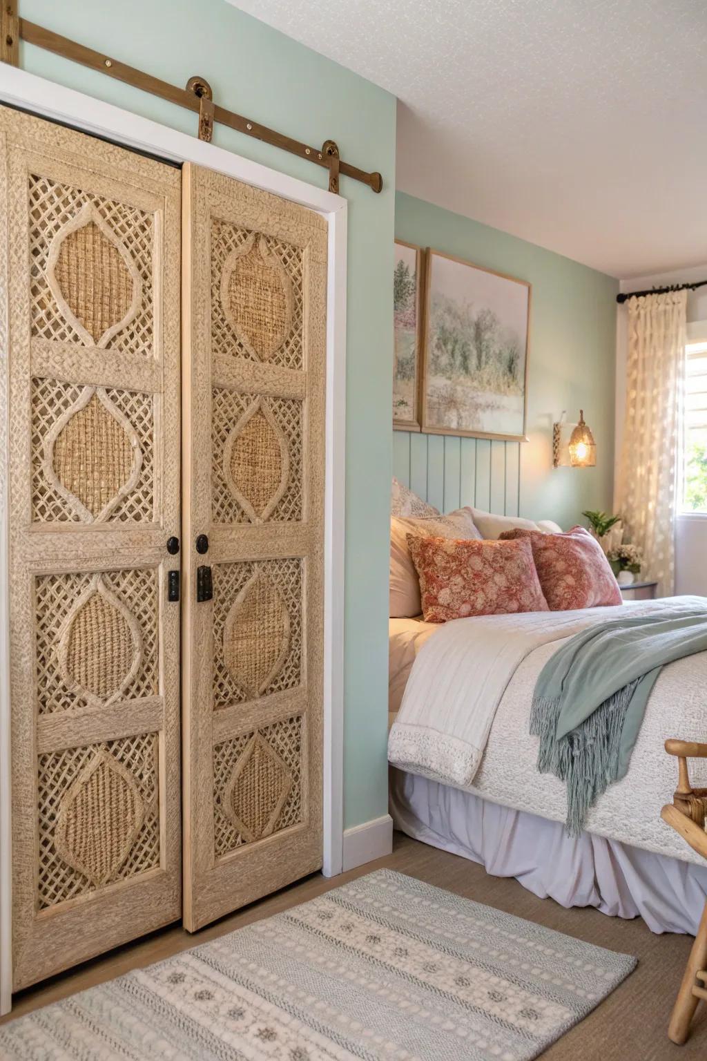 Warmth and texture with boho chic wicker panels.