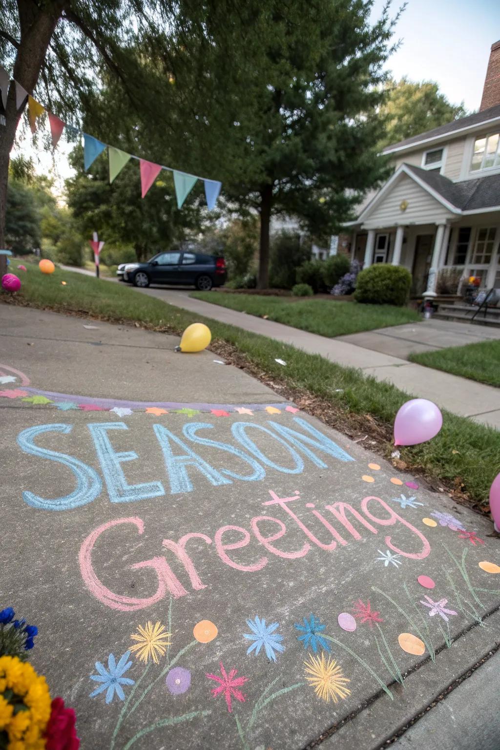 Seasonal greetings in chalk spread festive cheer.