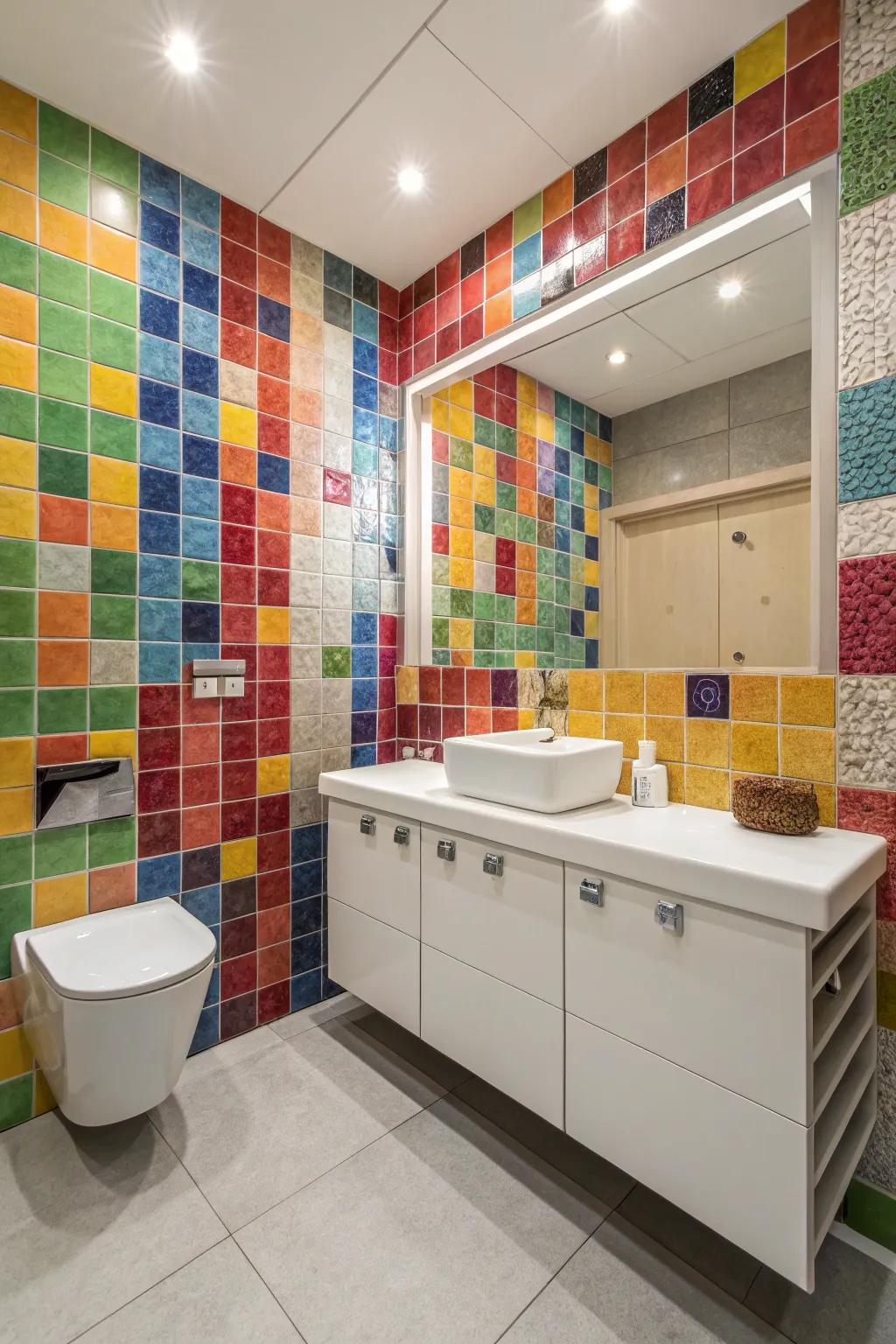 A statement wall adds personality and elegance to your bathroom.