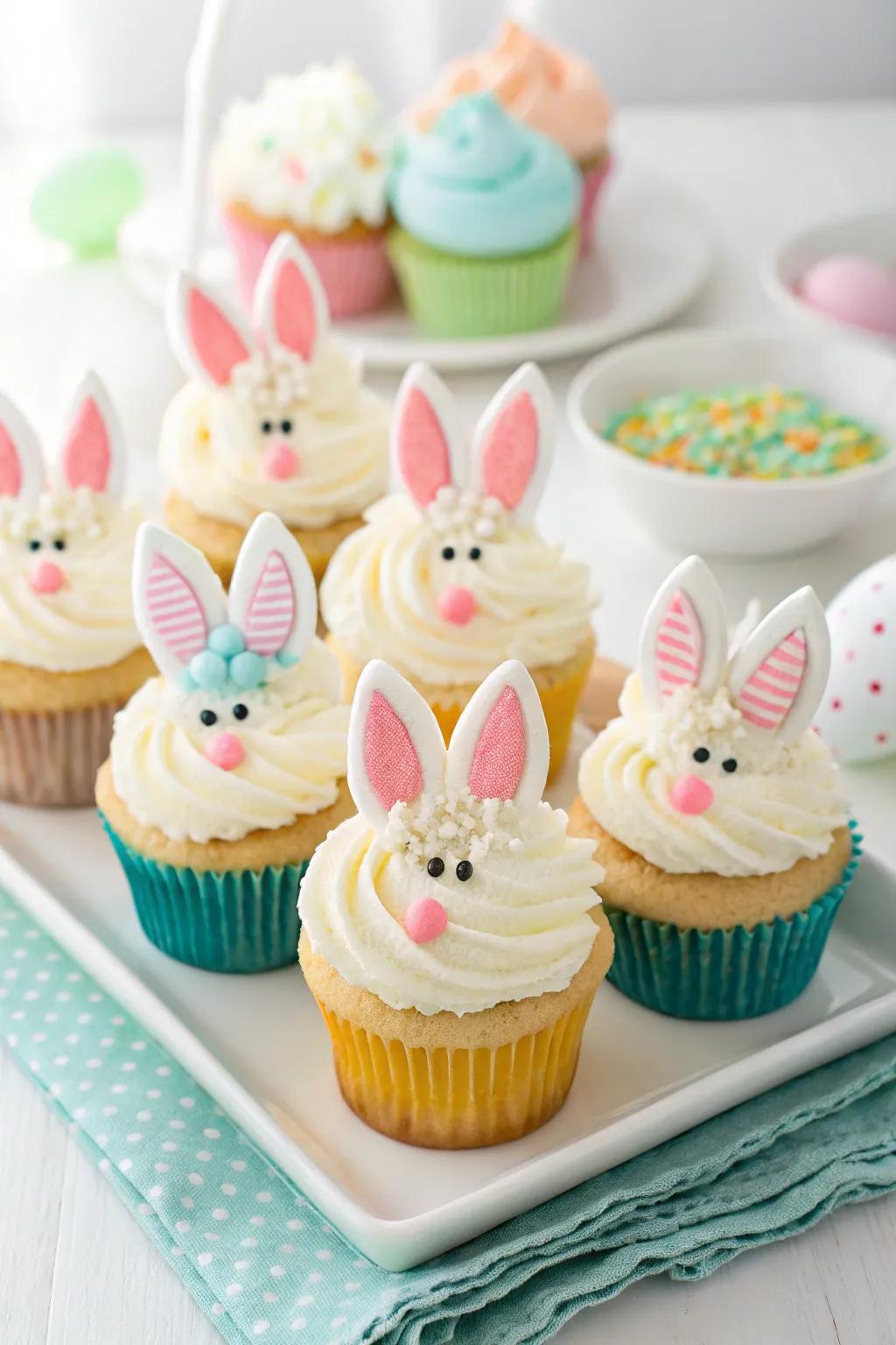 Adorable Easter bunny cupcakes that are sure to impress.