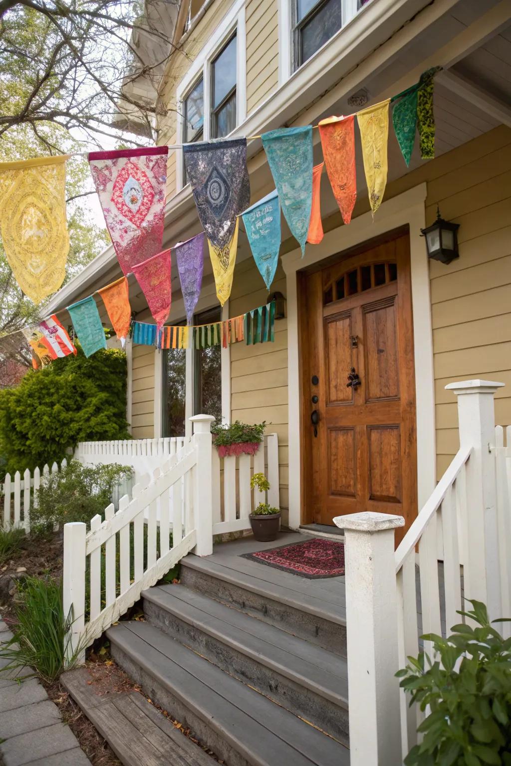 Fabric banners add a festive and friendly touch.