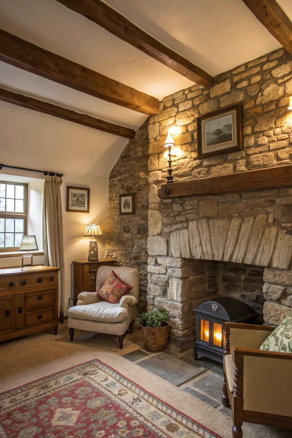 Bring history into your home with stone walls.