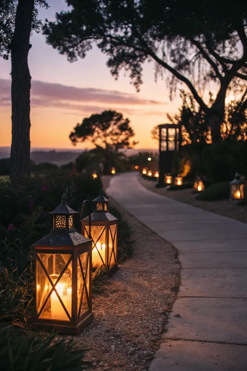 Rustic lanterns create a welcoming and charming glow for your fall gatherings.