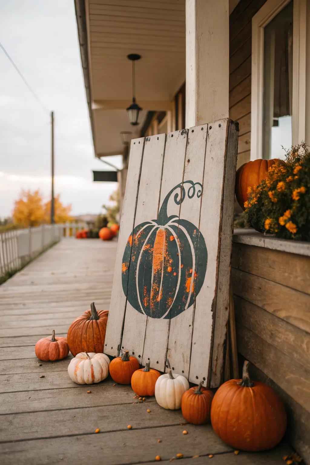 A fun and festive pumpkin silhouette sign for your porch.