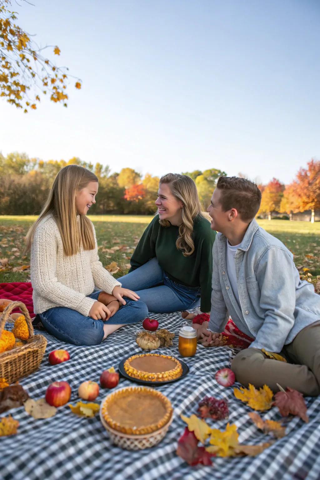 A picnic in the park offers a casual and intimate setting for family photos.