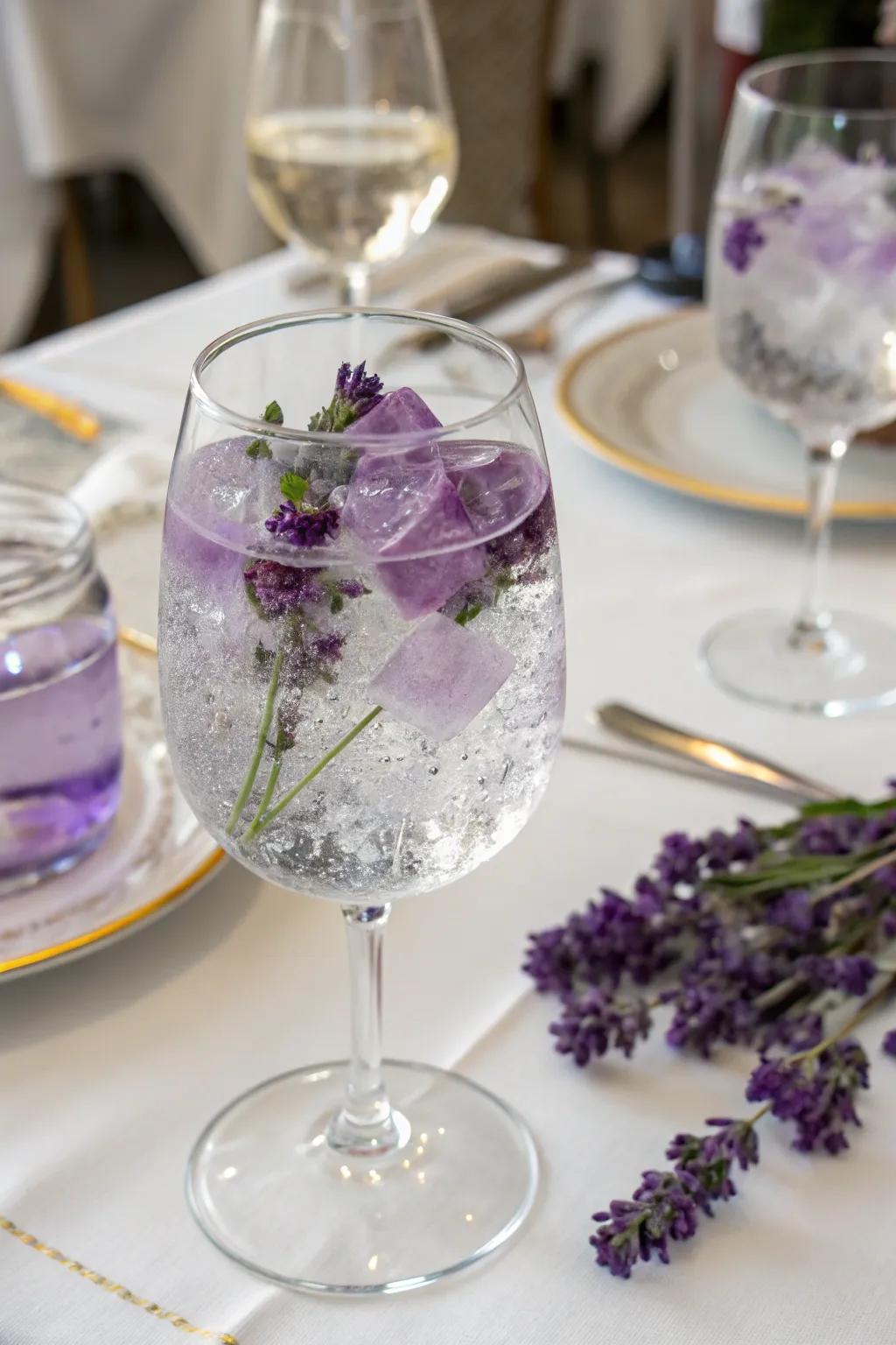 Lavender ice cubes for a calming touch.