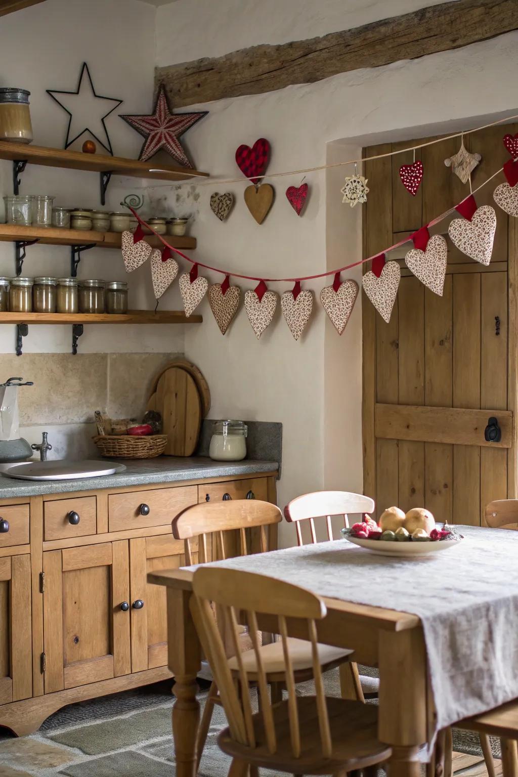 Rustic felt garlands add an authentic farmhouse feel to any kitchen.