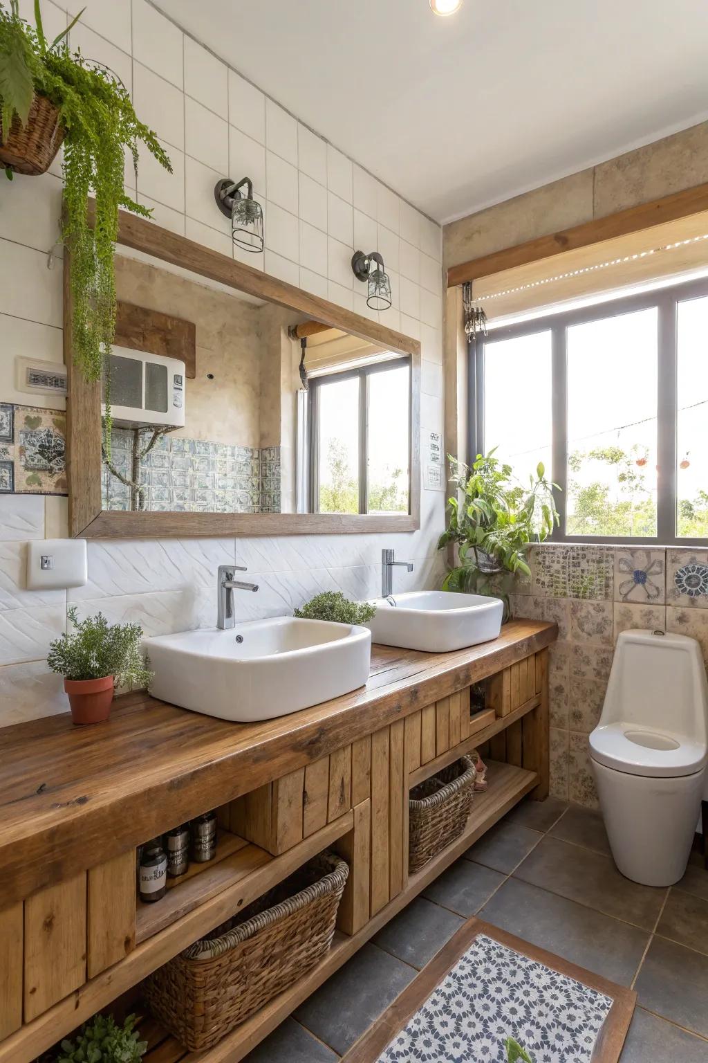 Eco-conscious choices enhance the bathroom's sustainability and appeal.