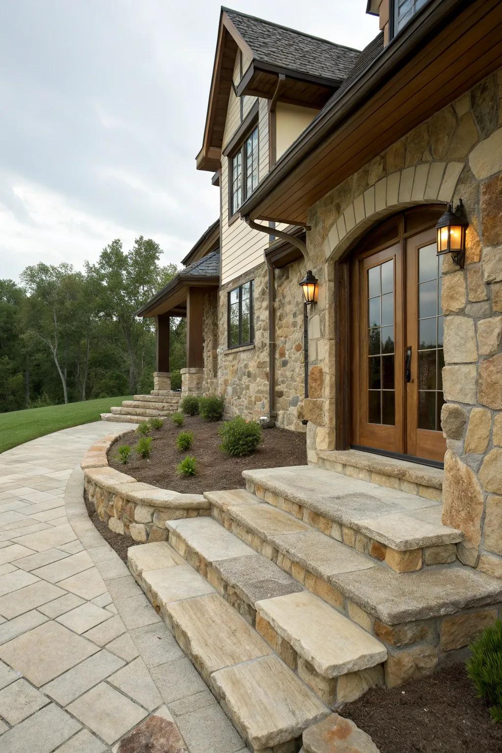 Timeless stone elements enhancing design.