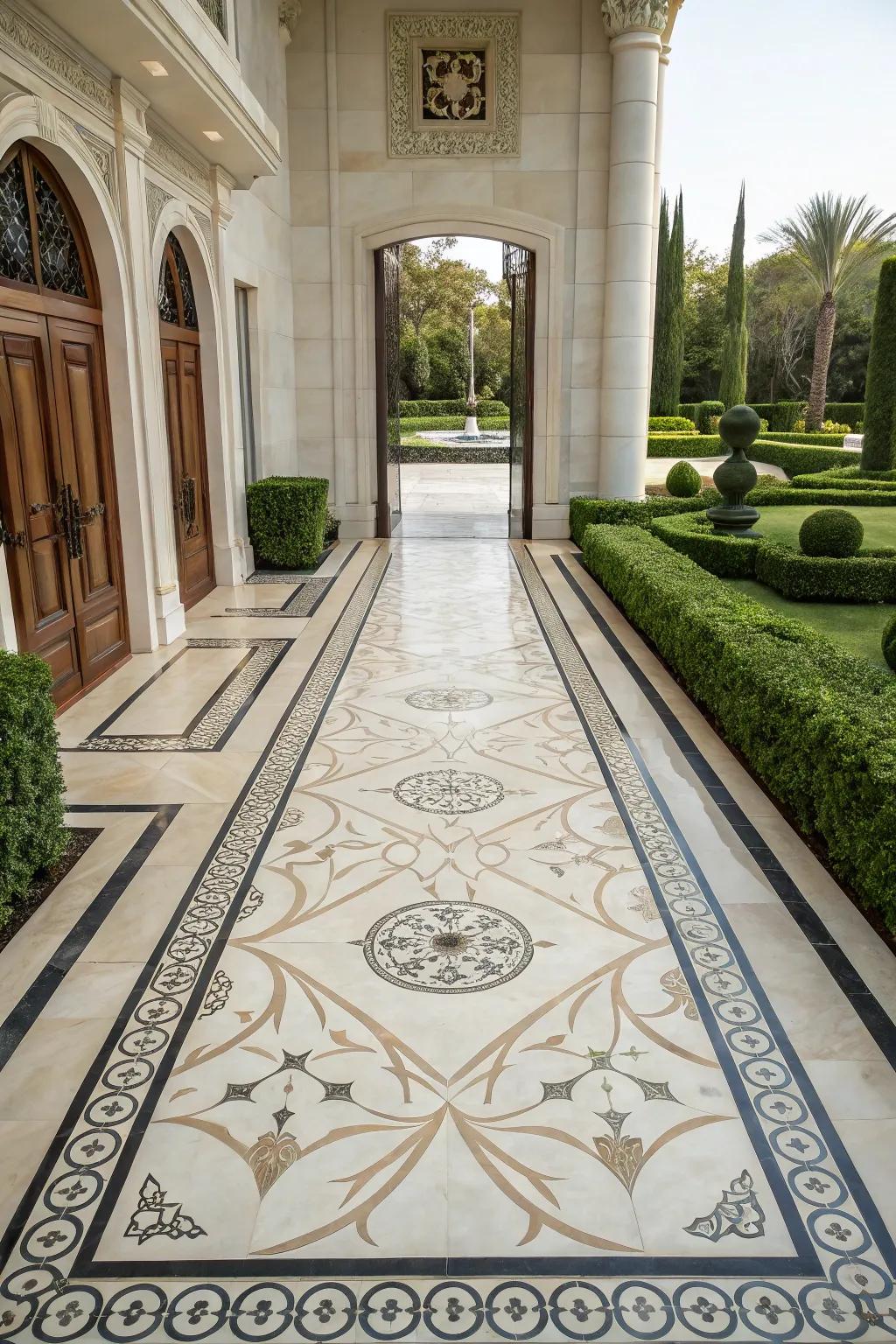 Marble pavers elevate your walkway with elegance and luxury.