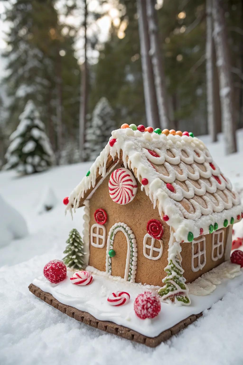 A gingerbread house with a whimsical twist