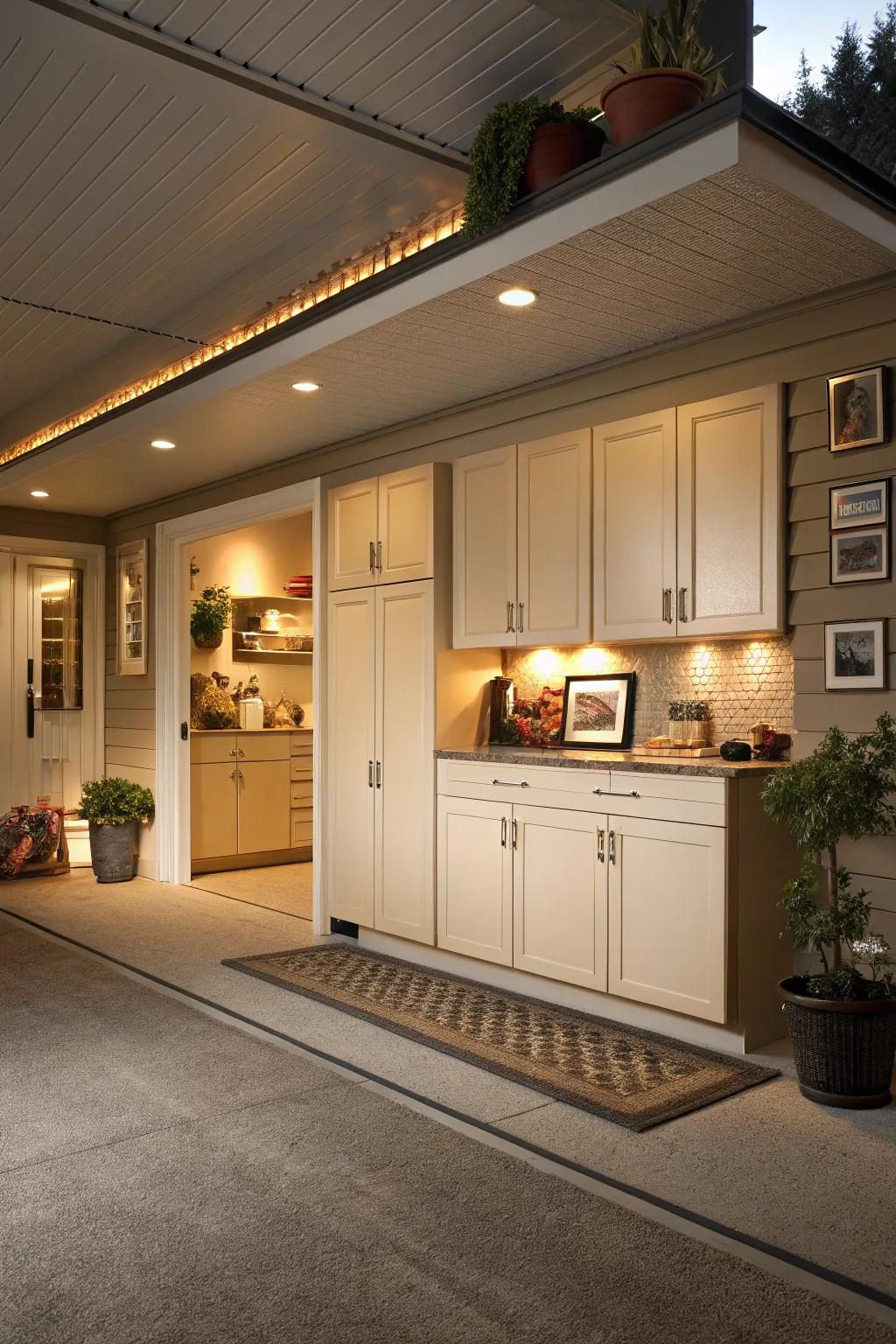 Beige cabinets offer a warm, neutral foundation.
