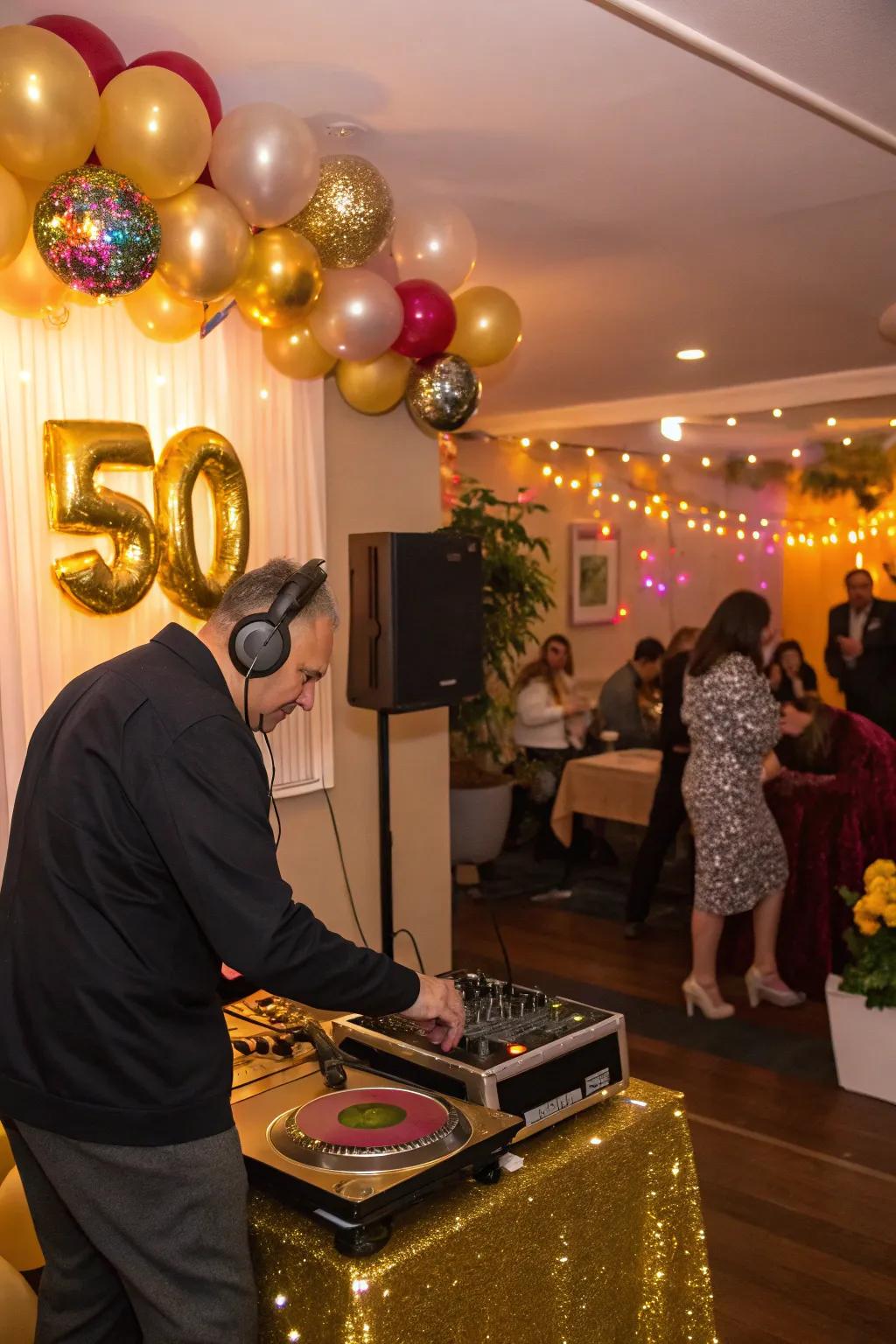 A golden playlist sets the perfect musical backdrop for the celebration.