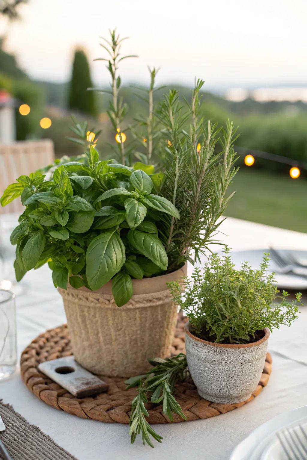 Herbal centerpiece offering fragrance and flavor.