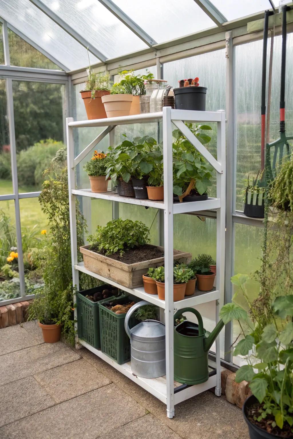 Space-saving corner shelving maximizing storage.