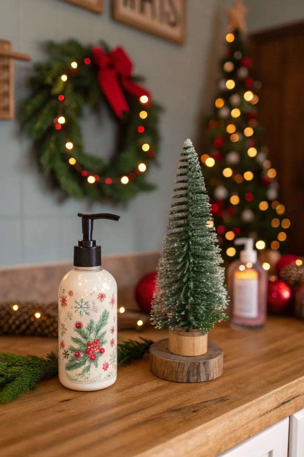 A festive touch with a miniature bottle brush tree