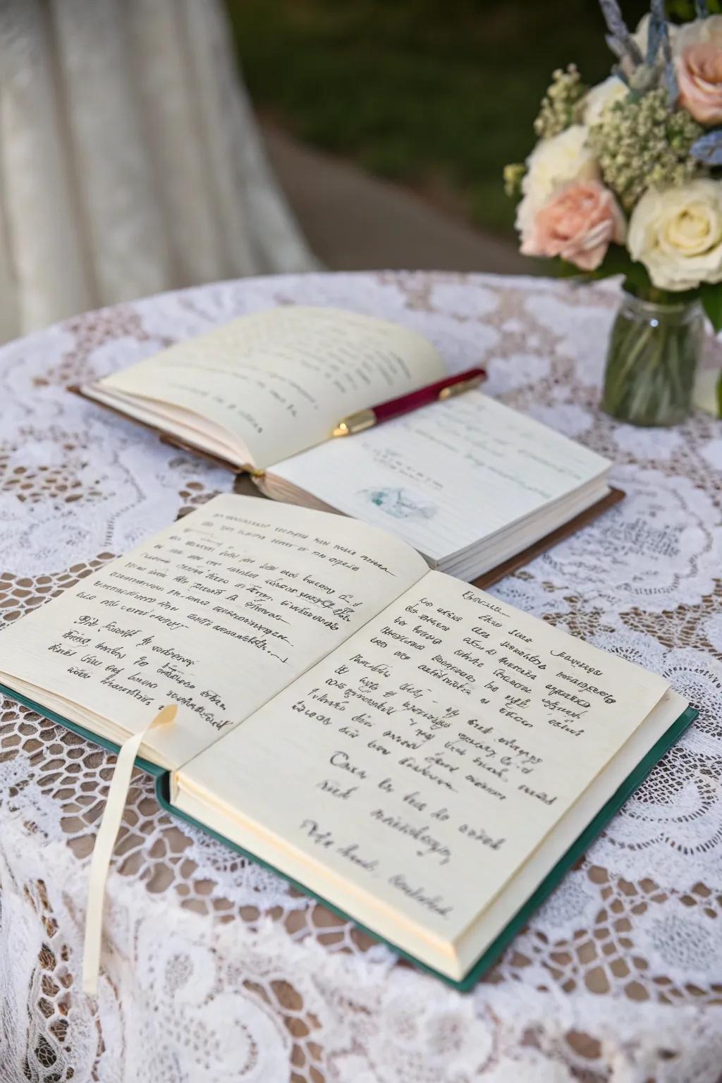 Vow books that capture the heartfelt promises of a wedding day.