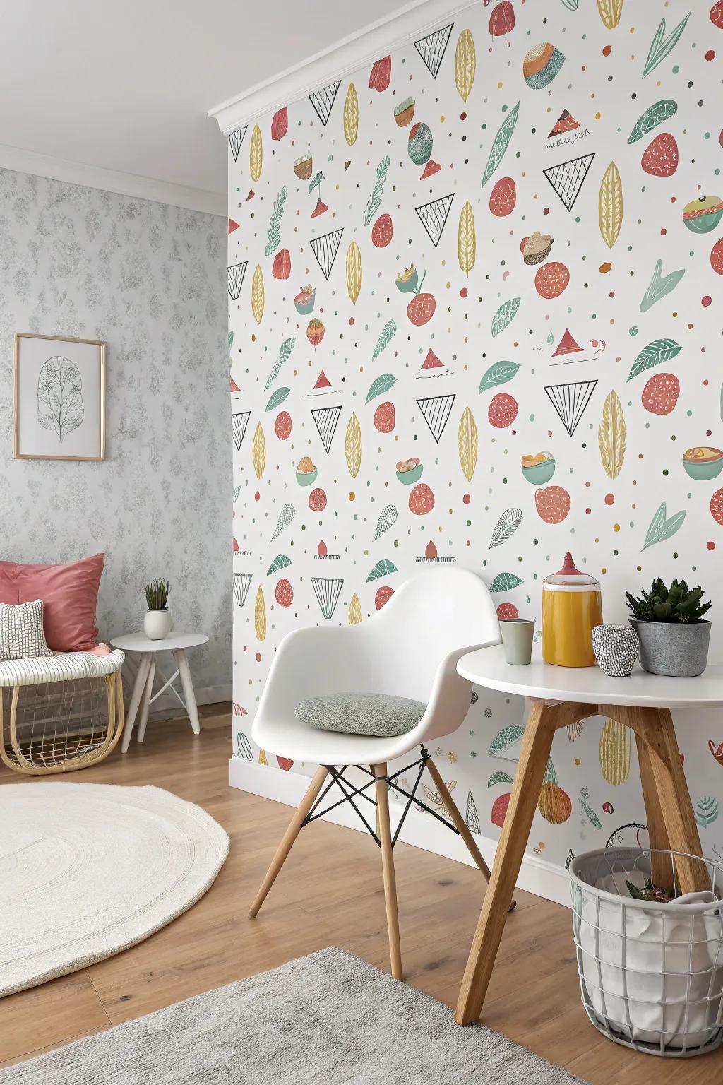 Peel-and-stick wallpaper for playful patterns