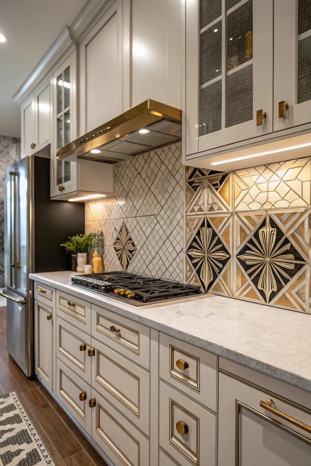 Art Deco tiles introduce a dash of sophistication and glamor.