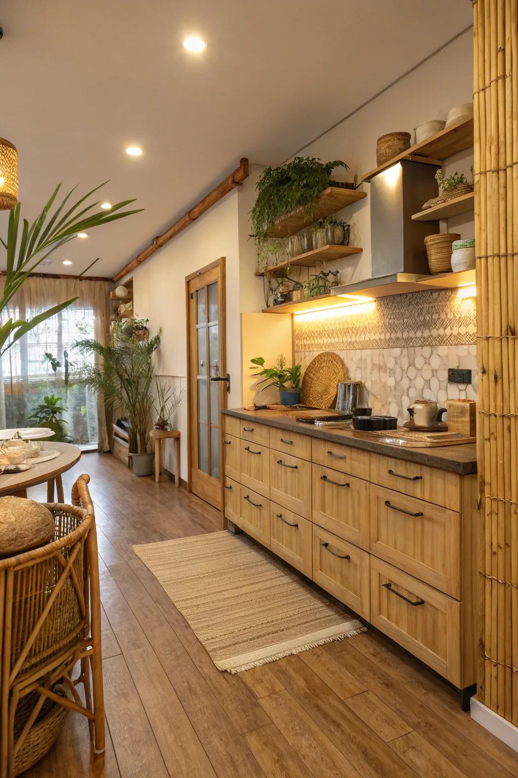 Bamboo adds warmth and eco-friendly charm.