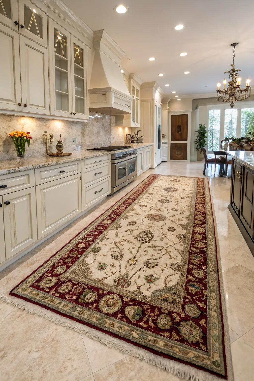 Classic Persian rugs bring elegance and luxury to kitchens.