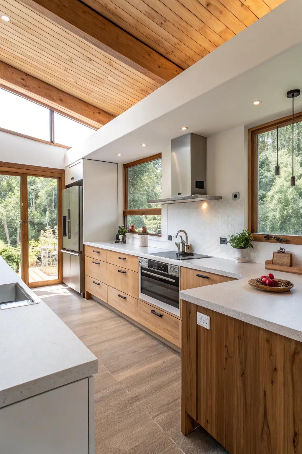 Eco-friendly laminates offer sustainable style for modern kitchens.