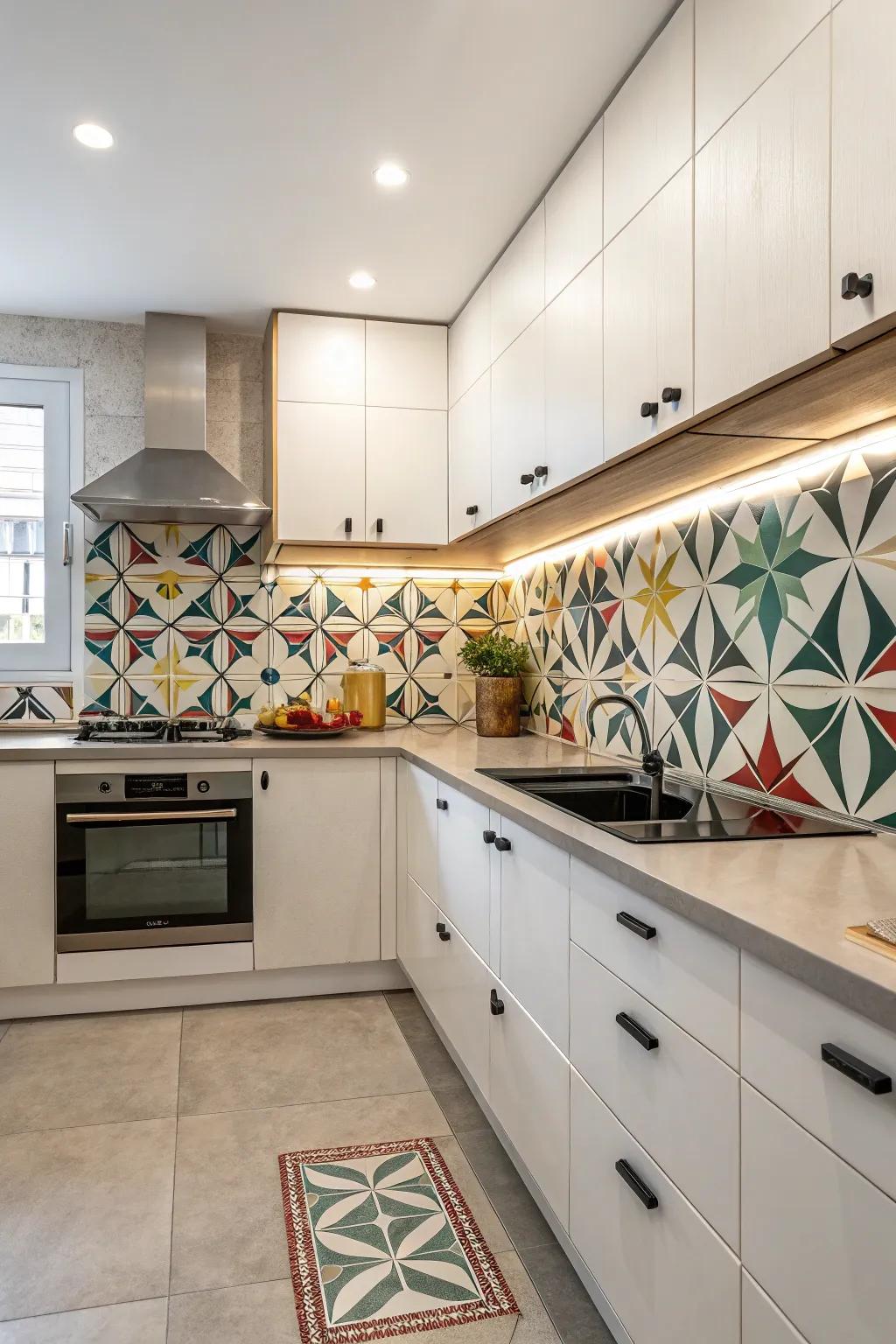 Geometric designs add a modern architectural flair to your kitchen.