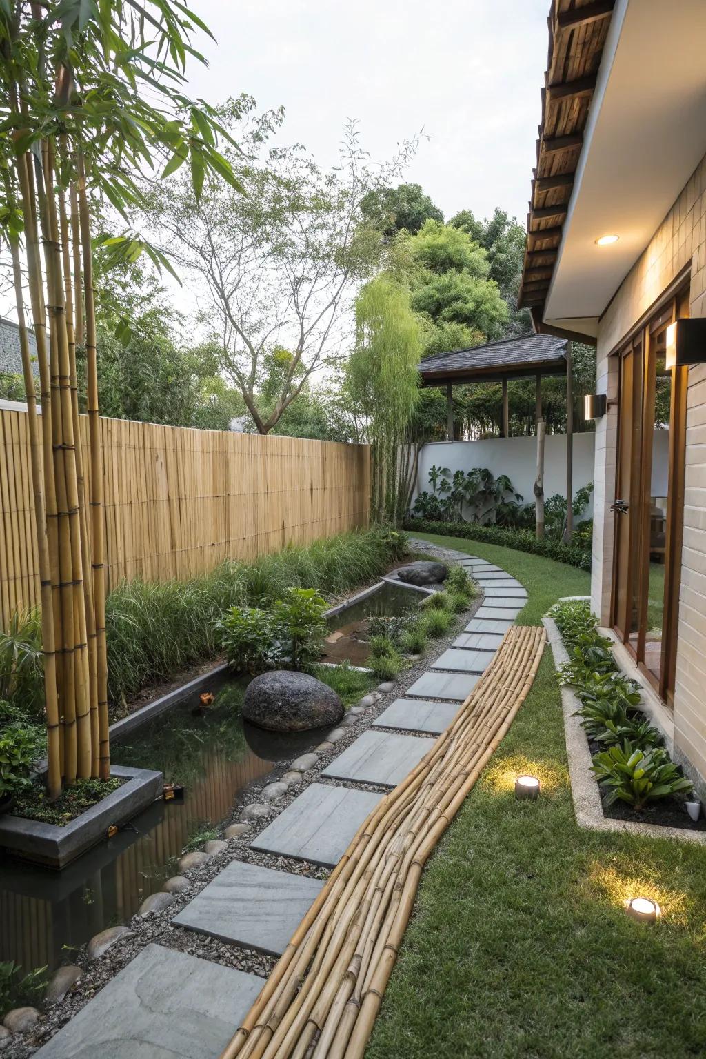 Bamboo edging brings sustainability and tranquility to your garden.