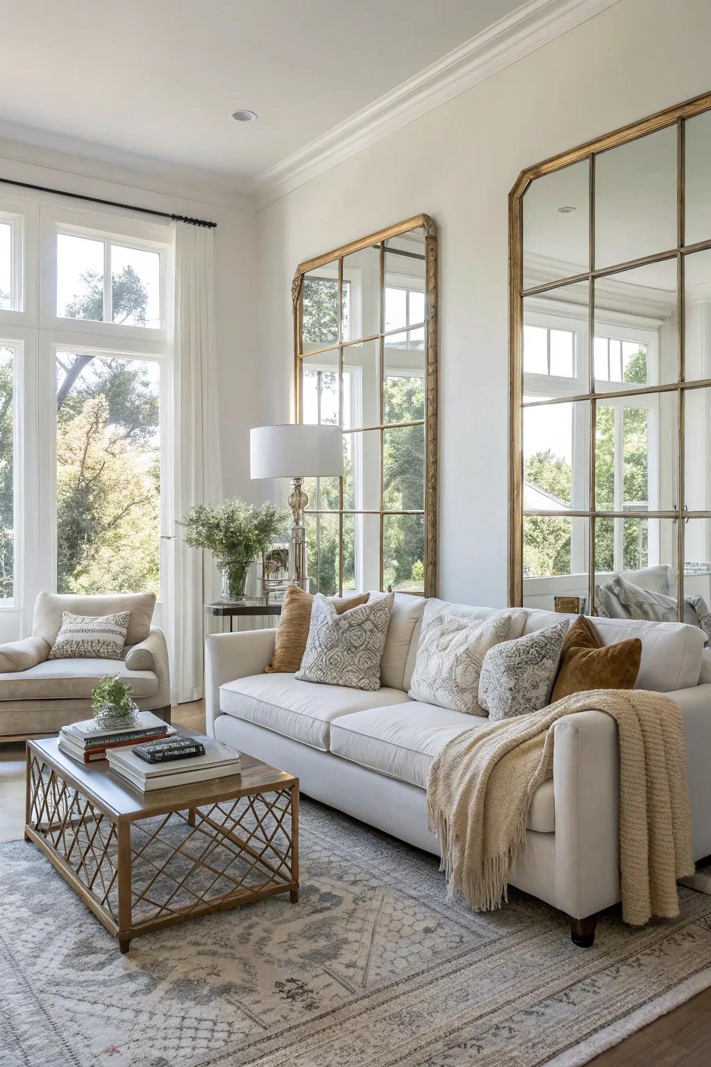 Mirrors strategically placed to double the natural light and create a sense of space.