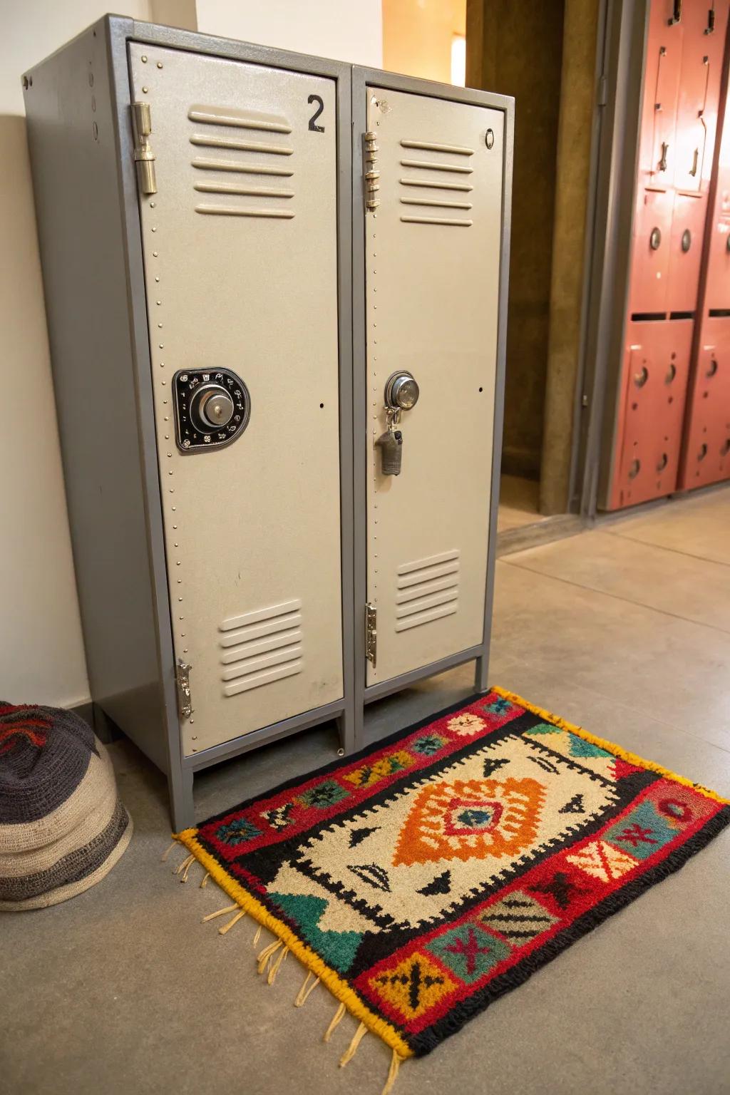 Add comfort and style with a cozy locker rug.