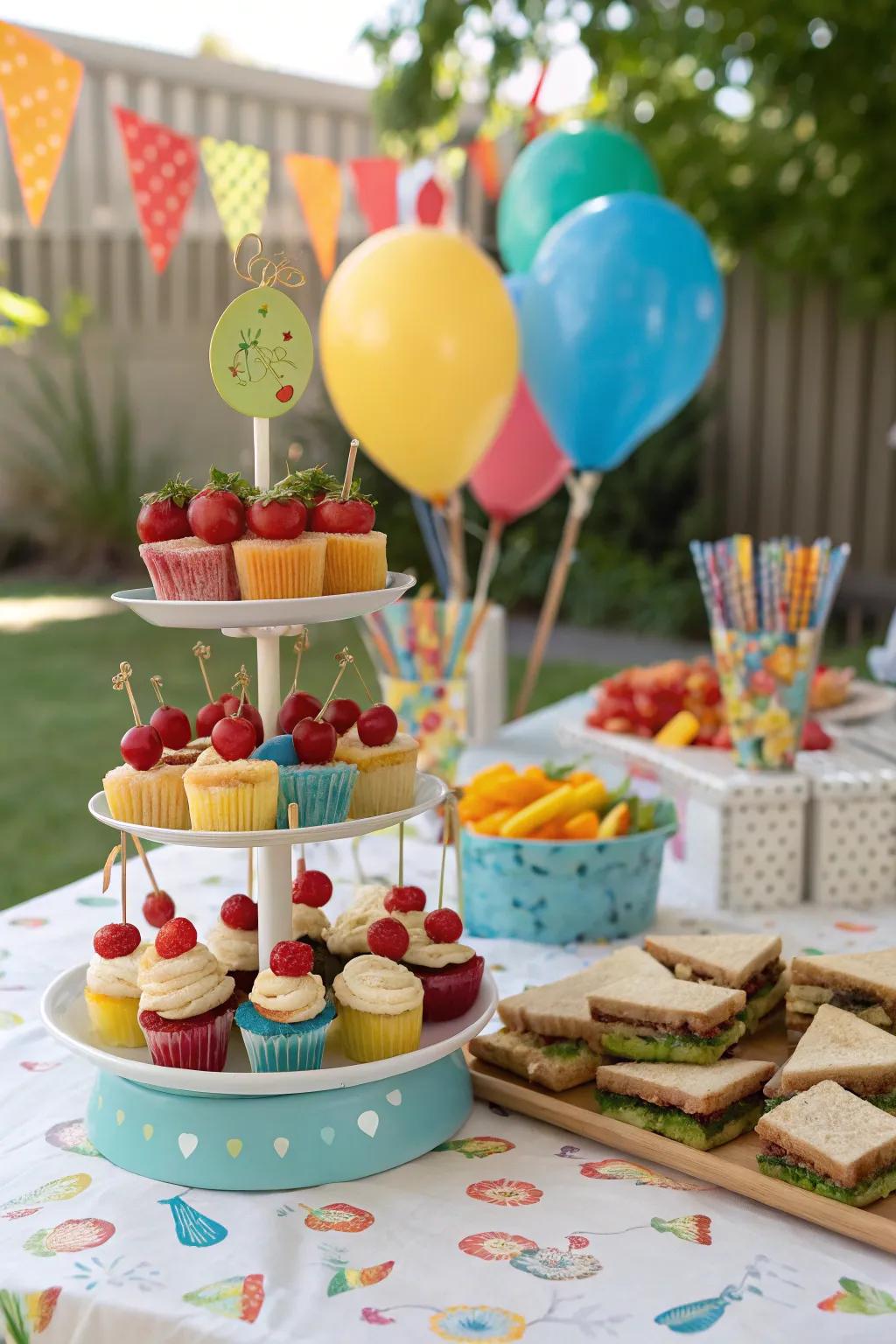 Themed food displays make both dining and decor delightful.