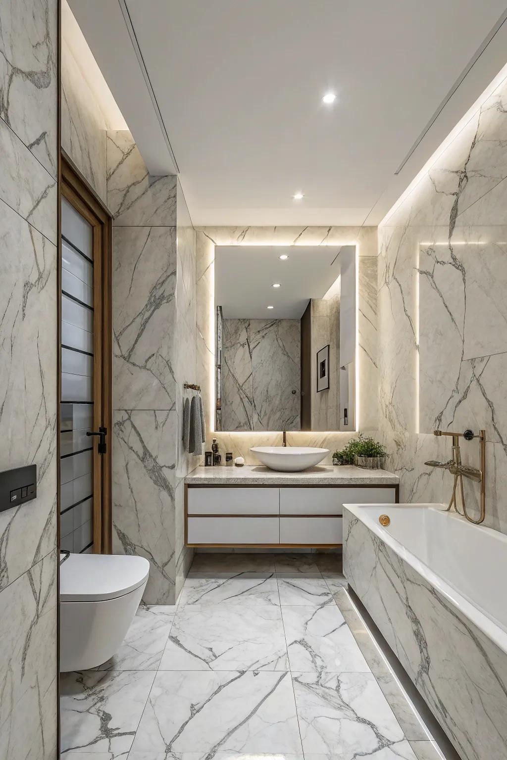 Subtle veining in marble adds sophistication and texture.