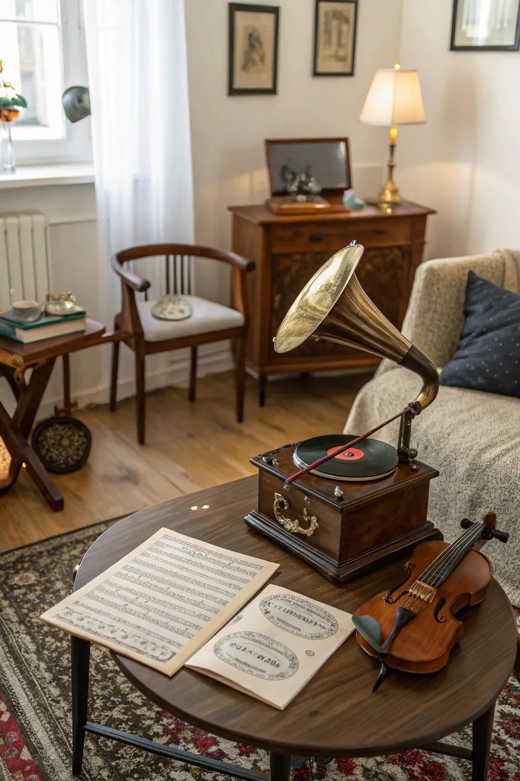 Musical elements provide both decor and conversation starters.