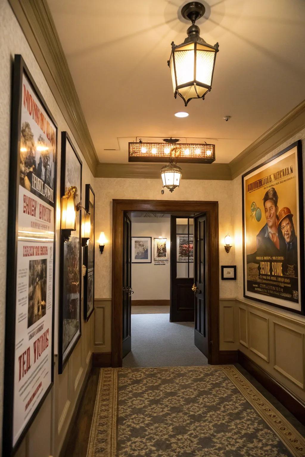 A grand entrance elevates the entire movie room experience.