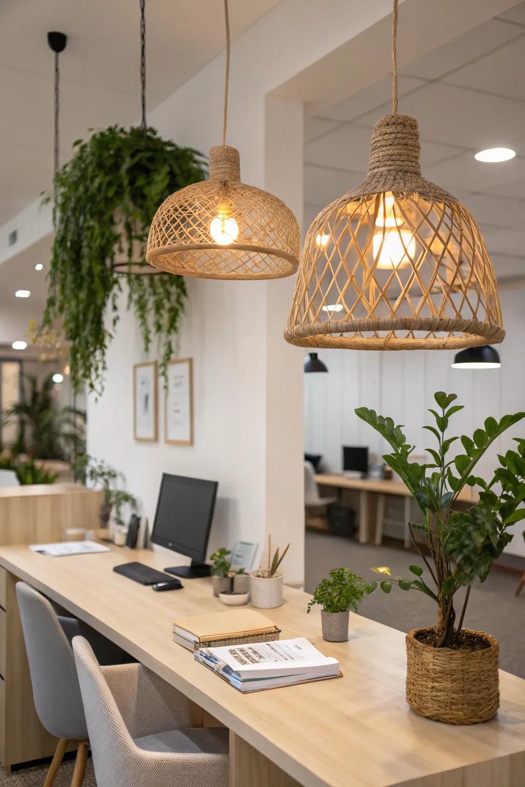 Bring warmth to your office with natural textured lighting.