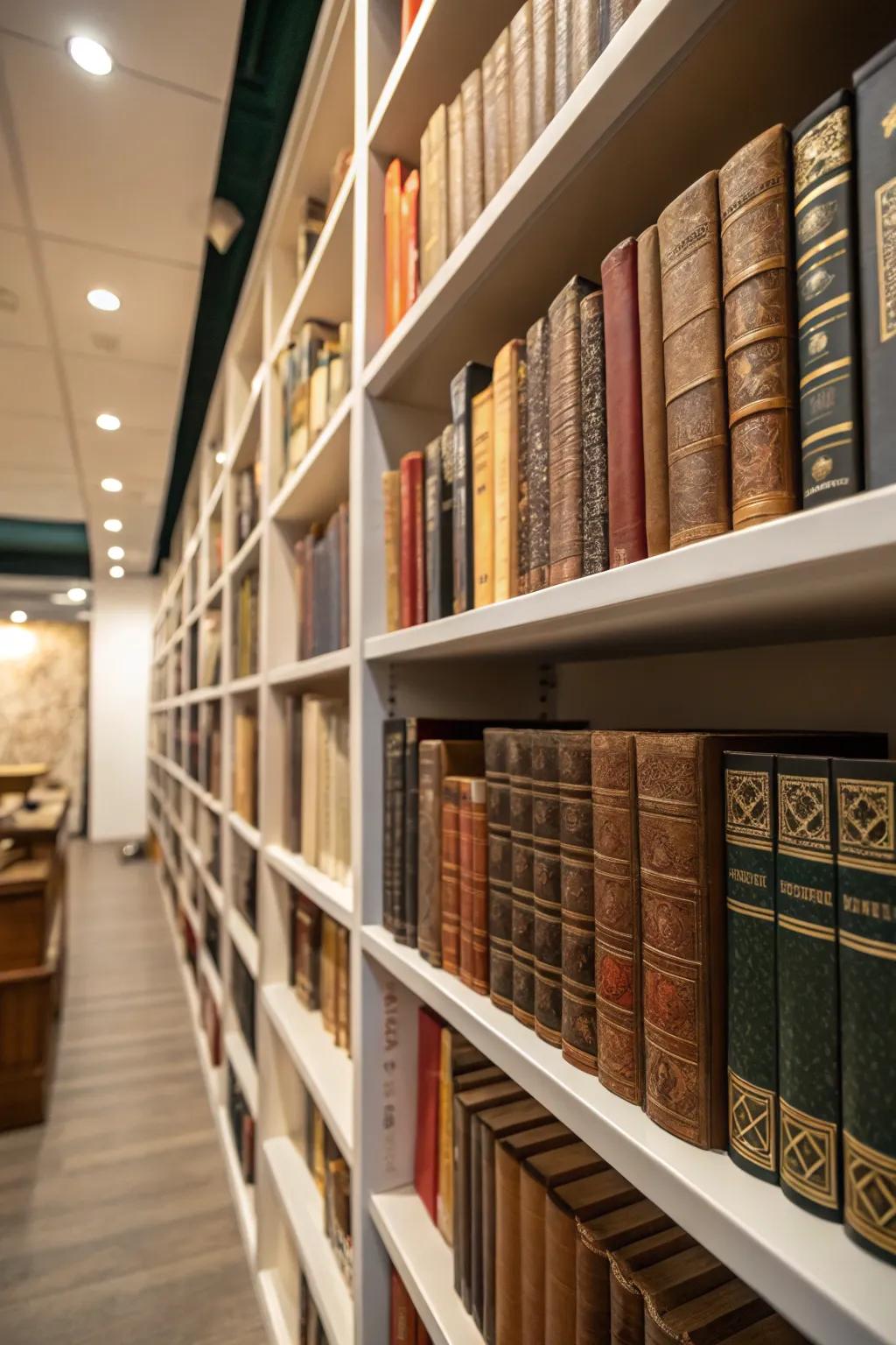 Dynamic book arrangements enhance shelf interest