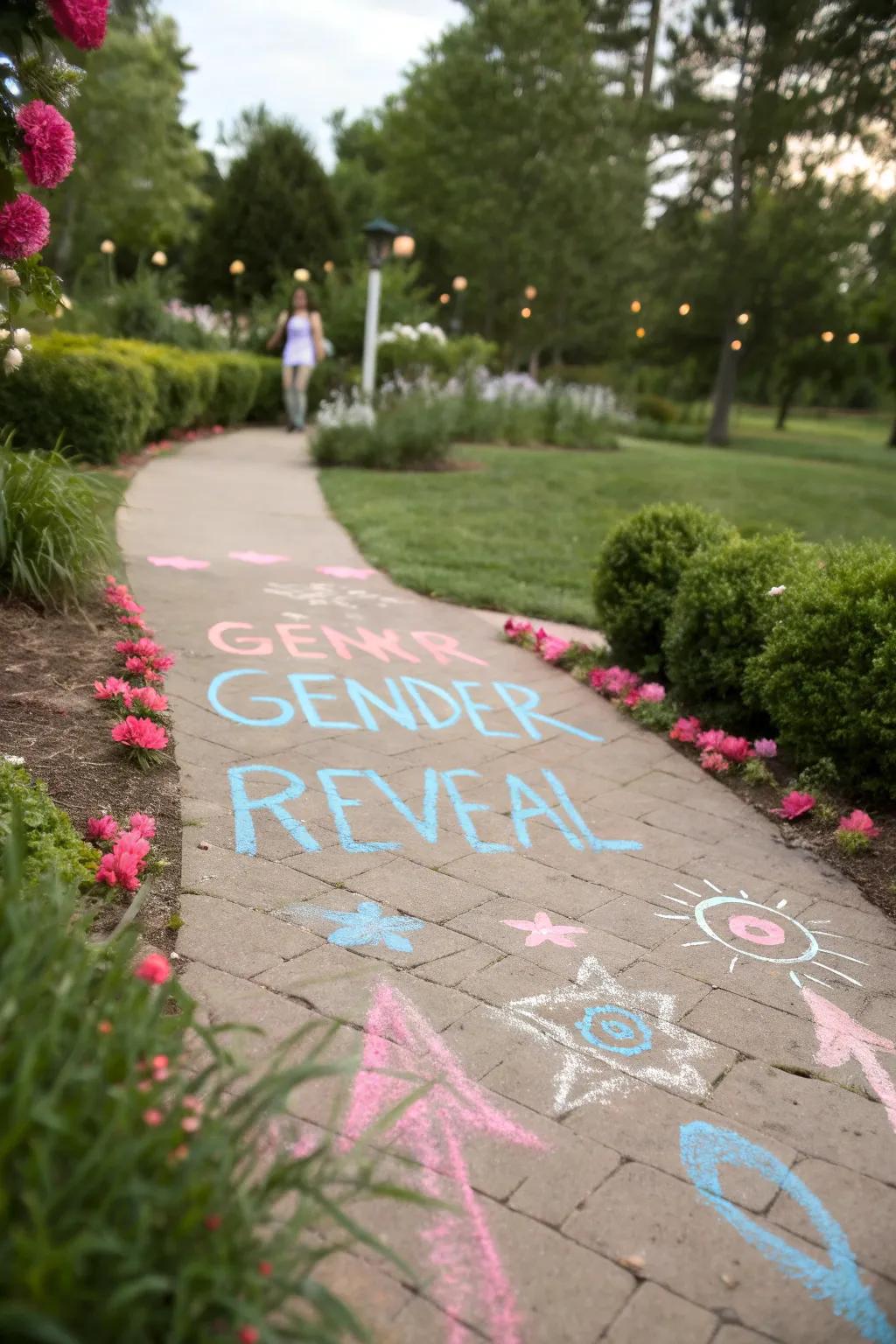 A chalk message path adds a creative journey to the big reveal.