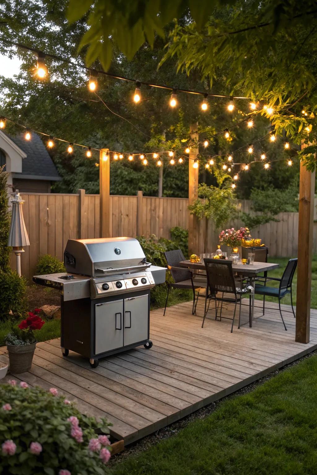 Enhance evening cookouts with grill station ambient lighting.