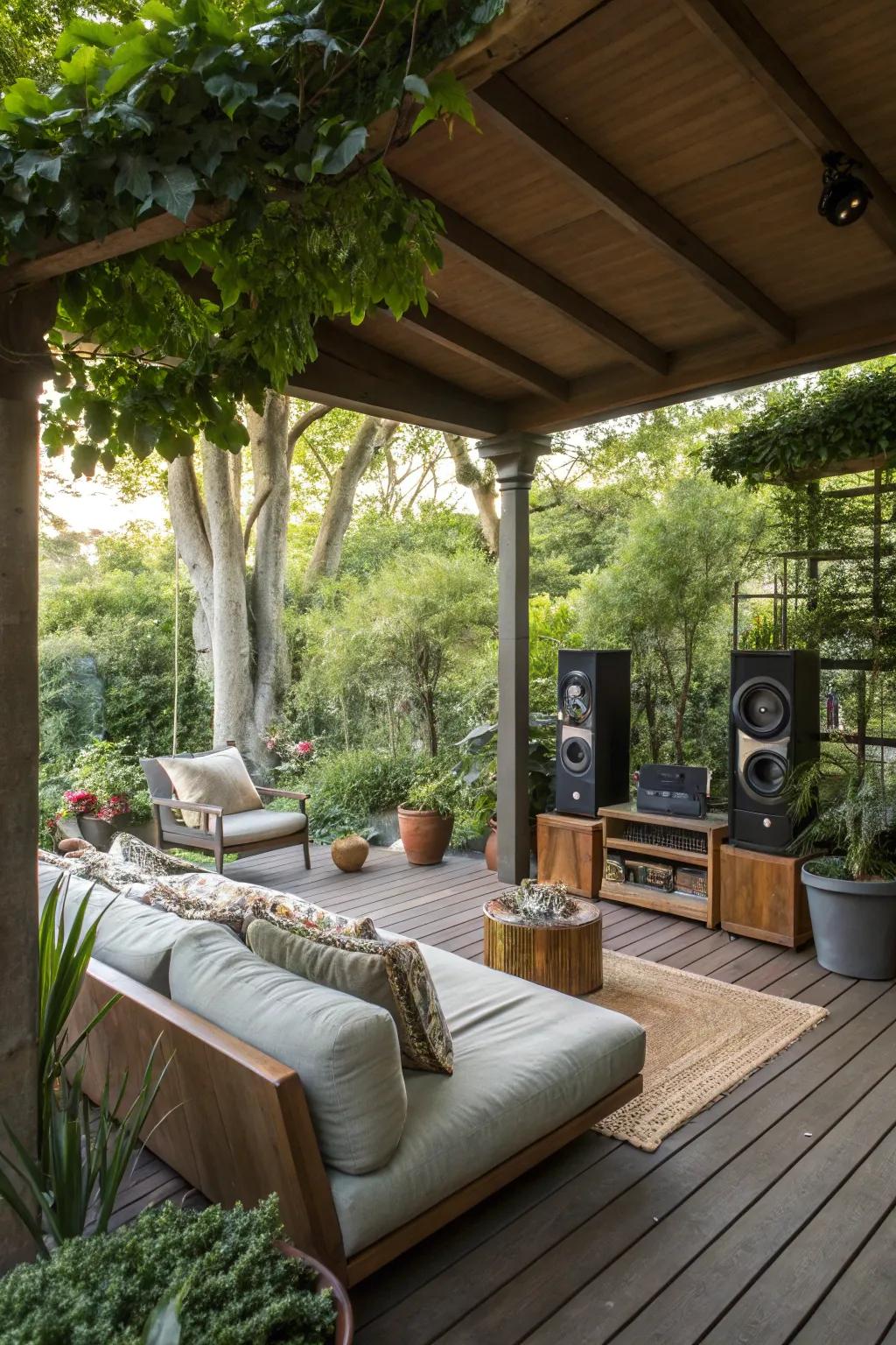 Enjoy music and entertainment with a quality outdoor speaker system.