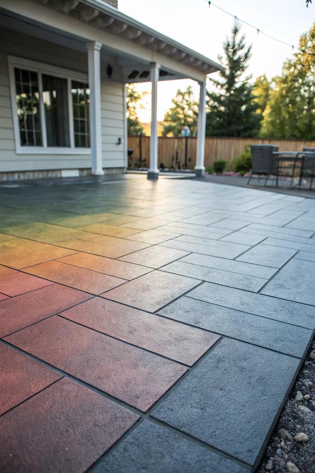 A gradient design that adds depth and sophistication to the patio.