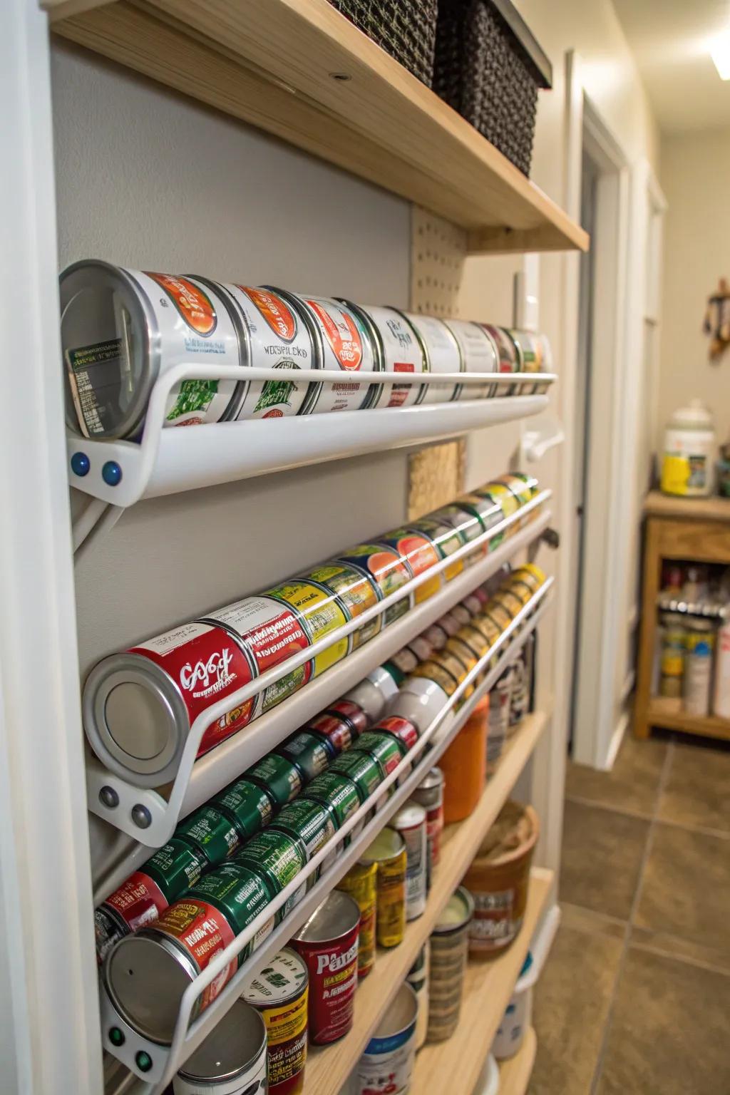 Vinyl gutters offer a unique way to store cans.