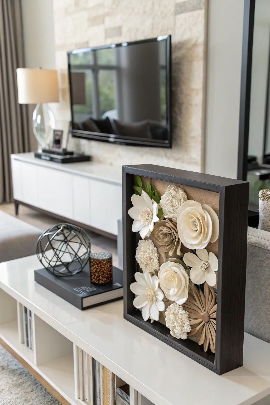 Minimalist shadow box adds subtle elegance to any decor.