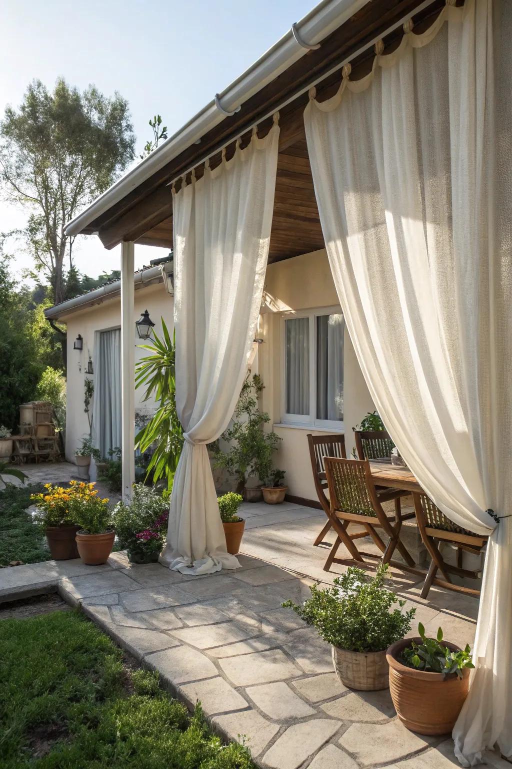 Create a dreamy setting with outdoor curtains.