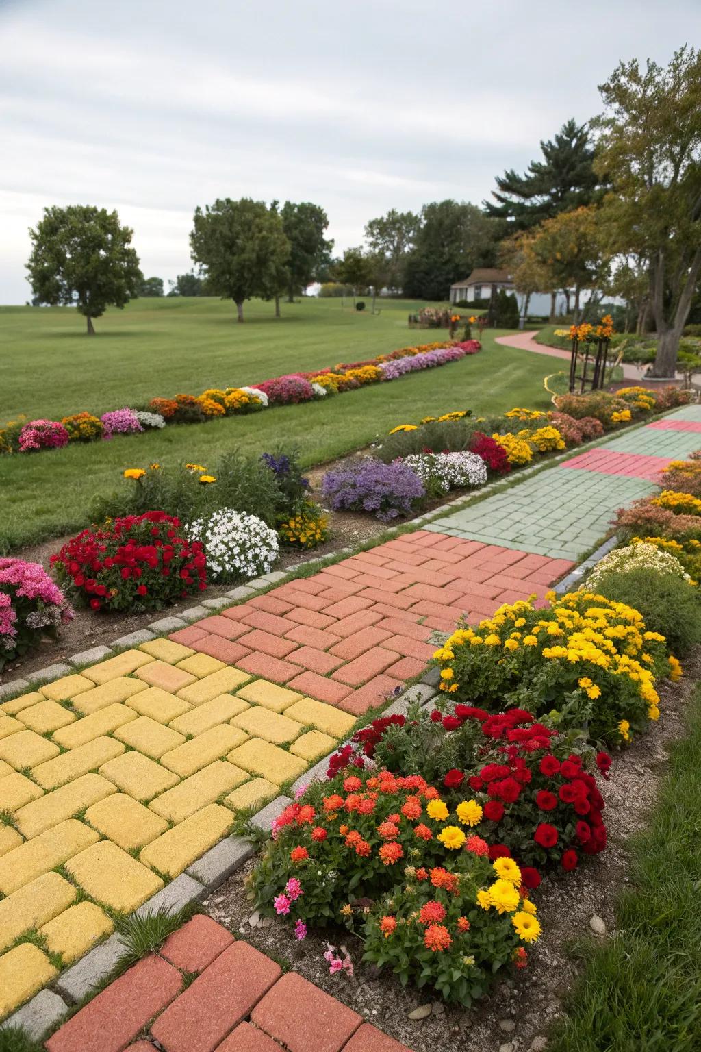 Brightly colored pavers make a bold garden statement.