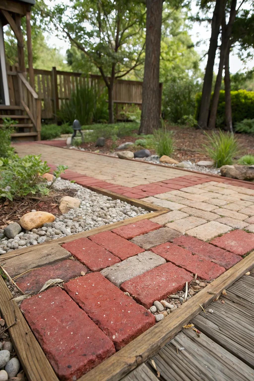 Mixing materials adds depth and interest to your patio design.